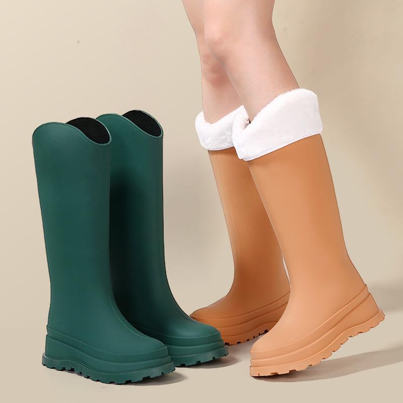 Japanese platform boots women's knight boots women's waterproof and non-slip rain shoes outdoor fashion high boots Martin boots