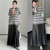 DIMANAF 2026 Summer New Plus Size Women Long Dress Striped Cotton V-Neck Short Sleeve Lady Shirts Dress