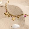 Design Vacation Style 18K Gold, Pink Dolphin Shell Turtle Dripping Oil Pentagram Necklace
