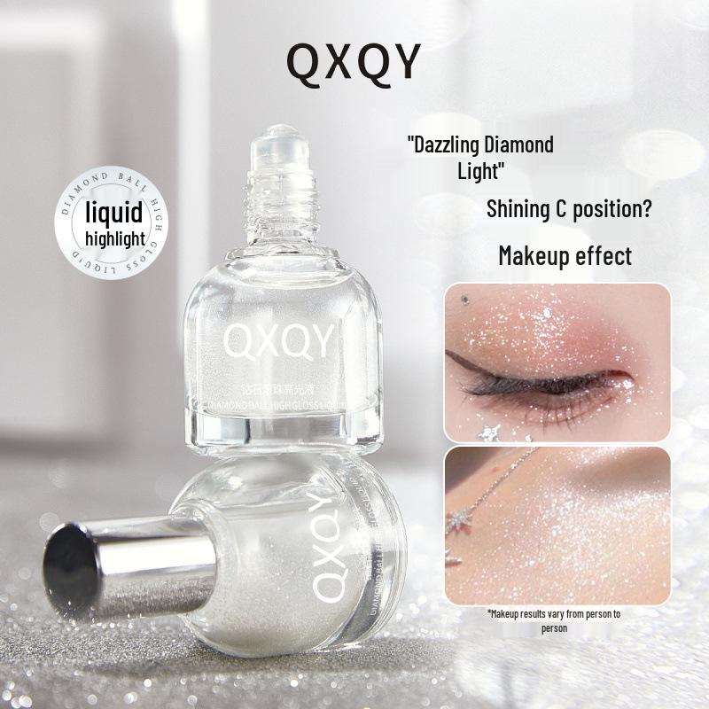 QXQY Pearlescent Diamond Rollerball Liquid Highlighter - Super Sparkle Brightener for Inner Corner & Under Eye. 10ml