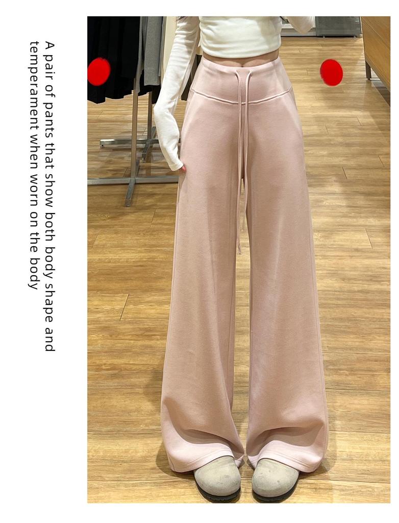 Spring 2026 Deep Gray Plus Size High-Waisted Wide-Leg Pants for Women