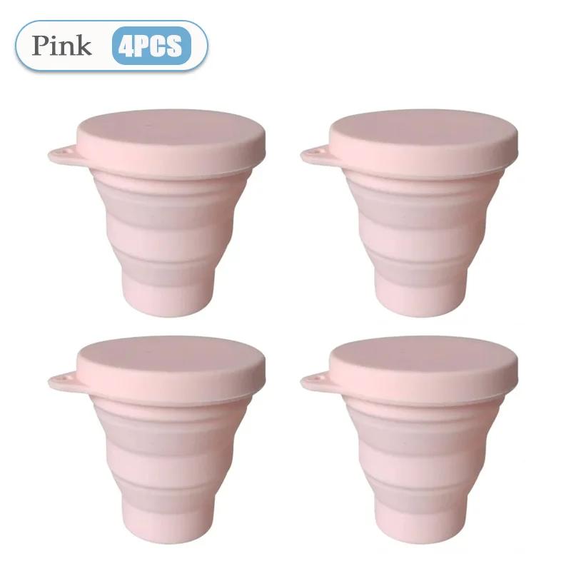 1-10PCS 180ML Silicone Collapsible Water Cup Outdoor Camping Travel Portable Foldable Lid Coffee Cup Sports Hiking Accessories