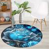 Luxurious Blue Floral and Butterfly Pattern  Round Shape Floor Mats Kitchen Hallway Runner Rug Bedroom Living Room Soft Carpet Non-slip Area Rug