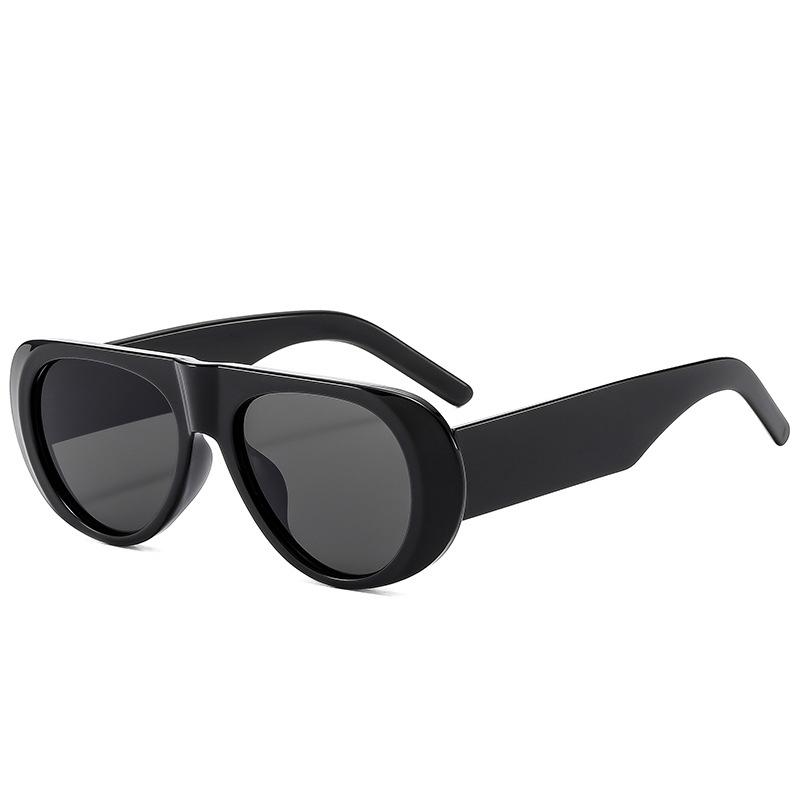 Vintage Big Frame Ellipse Women Square Sunglasses Brand Black Round Cool Men Sunglasses One Piece Designer Pilot Sun Glasses