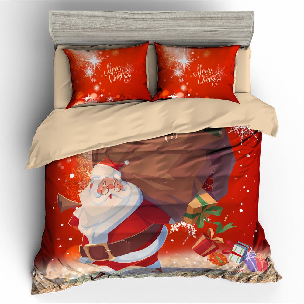 Christmas Print Bedding Set Christmas theme printing Duvet Cover Set with Zipper Pillowcase 50x75cm Festival decoration gift