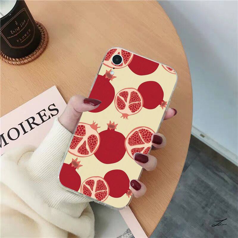 Food fruit red pomegranate and Cherry Phone Case for iPhone 13 11 12 pro XS MAX 8 7 6 6S Plus X 5S SE 2020 XR case