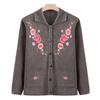 Middle-aged mother autumn and winter embroidered cardigan sweater the elderly cardigan knitted sweater jacket grandma top