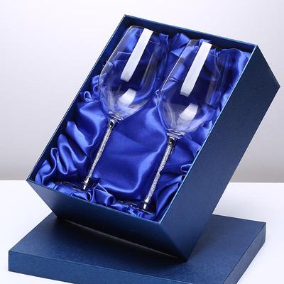 Personalisierte Kristall-Diamant-Hochstiel-Rotweinglas-Geschenkset