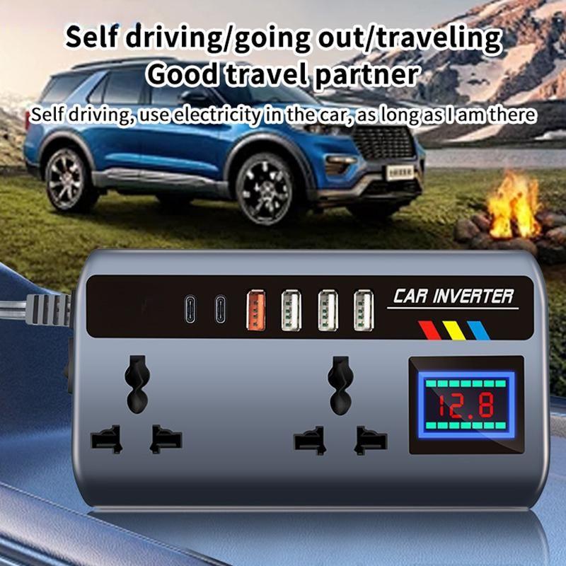 200W Car Inverter Power Adapter 12V/24V To DC 220V Converter Multi Charger Socket Portable Fast Charging Car Inverter