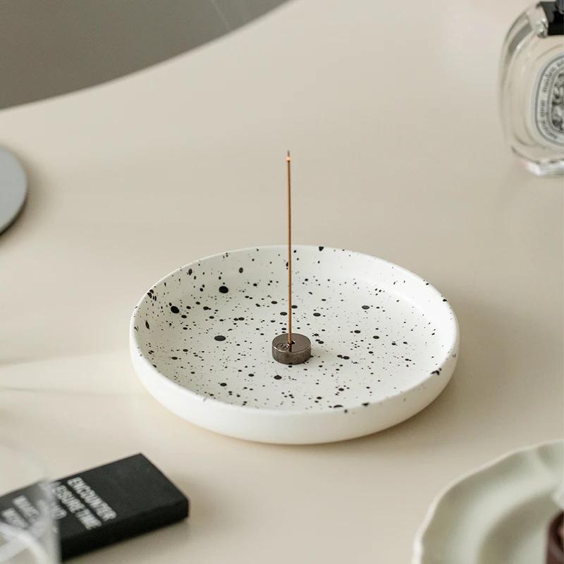 Ceramic Metal Incense Holder Incense Tray Candle Holder Aromatherapy Diffuser Home Decoration Accessories For Office Livingroom