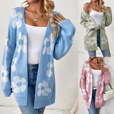 Spring Women Cardigan Sweaters Solid Color Fashion Casual Vintage Elegant Loose V-Neck Long Sleeve All Match Autumn Winter Coats