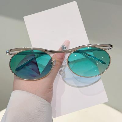 Luksusowe Markowe Designerskie Metalowe Steampunkowe Okulary Przeciwsłoneczne Damskie Męskie Vintage Punkowe Okulary Popularne Owalne Brwiowe Fajne Odcienie Uv400