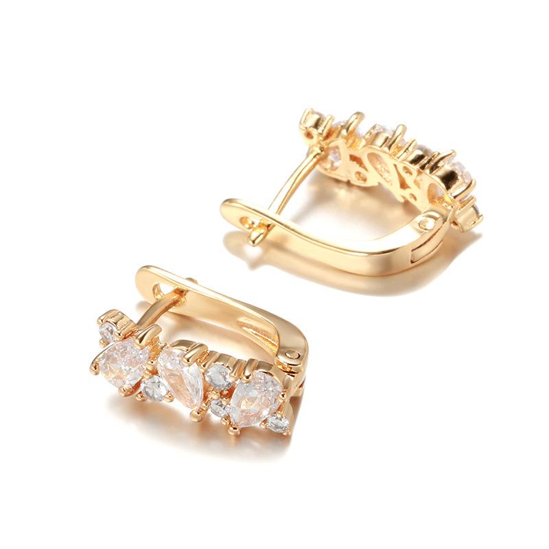 Trendy personality fashion rose gold earrings women, simple design feeling water drop zircon earrings jewelry