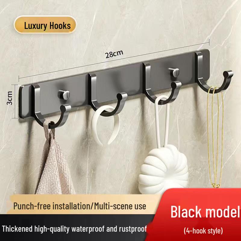 Adhesive Space Aluminum Hook for Bathroom & Kitchen - Punch-Free Coat & Clothes Hanger 