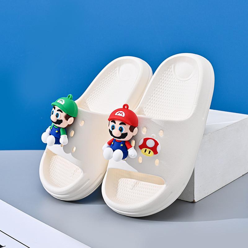 Comfortable Cartoon Mario Boys' Slippers Lightweight Soft Bottom Non-slip Design Perfect For Summer Wear