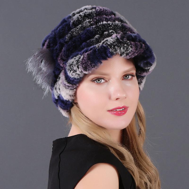 Women's Fashion Warm Rex Rabbit Hair Woven Hat Women's Winter Hat Fur Cap
