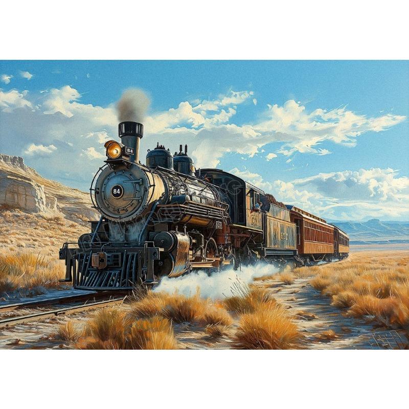 Watercolor Vintage Steam Train Railroad Locomotives Mountain Landscape Poster Canvas Painting Wall Art Pictures Home Decor