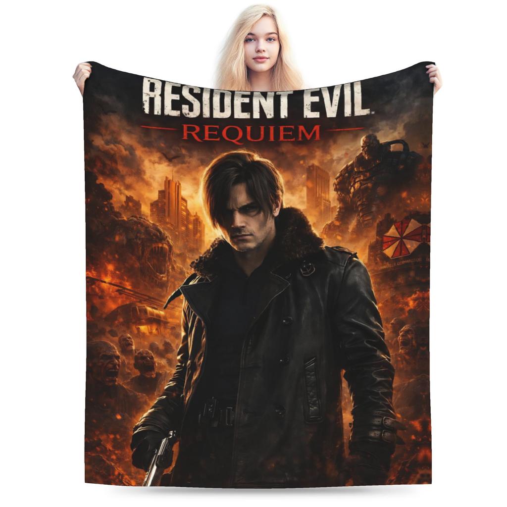 Residents Evils 9 Leon Keneddy Blanket Multi-size Warm Cozy Fluffy Games Throw Blankets for Couch Sofa and Bed