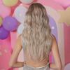 ALAN EATON Brown Blonde Curly Lace Wig 13*4 Lace Front Wigs with Dark Roots Synthetic Natural Looking Hair for White Women Daily