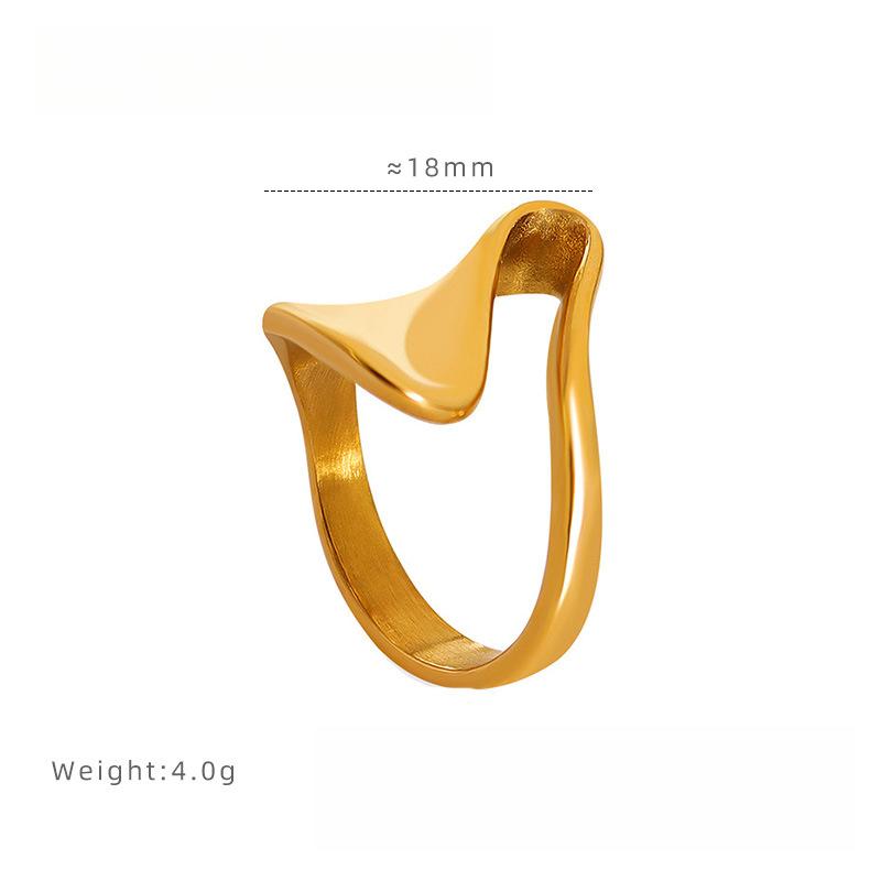 

Геометрическое Преувеличенное Кольцо Линии Женское Нишевое Легкая Роскошь Высококлассные Аксессуары Литье Не выцветающие Аксессуары для Повседневной Носки 9