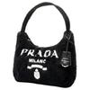 Prada Re-Edition Logo Zip Closure Terry Fabric Underarm Bag Hand Shoulder Bag Mini Women's Black