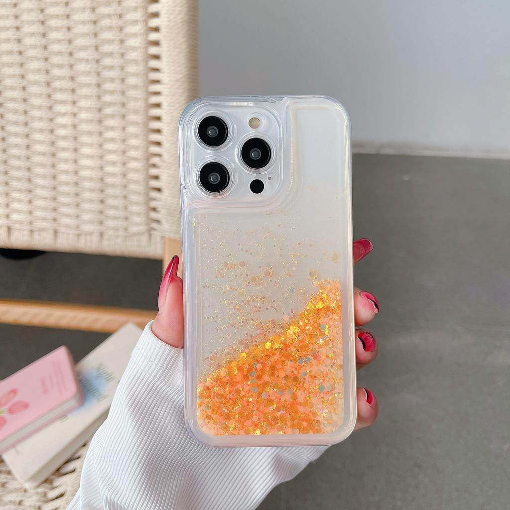 Luxury Luminous Quicksand Glitter Phone Case For IPhone Liquid Sand Transparent Soft Back Cover