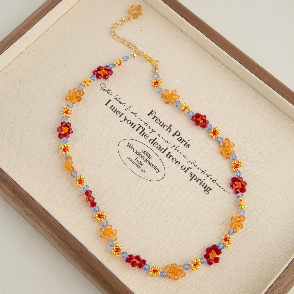 Pastoral Retro Colorful Flower Clavicle Necklace - 2026 Light Luxury Women's High-End Bracelet Necklace