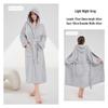 Women's Thickened A-Line Hooded Bathrobe: Pure Cotton, Absorbent & Quick-Drying, Perfect for Autumn/Winter Warmth After Bathing.