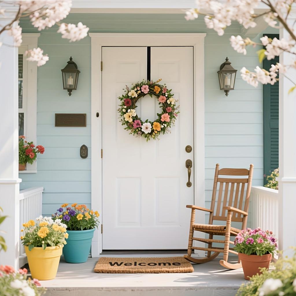 1 heavy-duty metal door hanging flower ring frame - minimalist design, suitable for indoor/outdoor Christmas