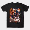 Men Black Print T-shirt Chicago-Bears No-Cut Transfer Paper Print Cotton Tshirt