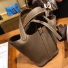 Genuine Leather Women's Bucket Bag - TOGO Cowhide Casual Fashion Handbag