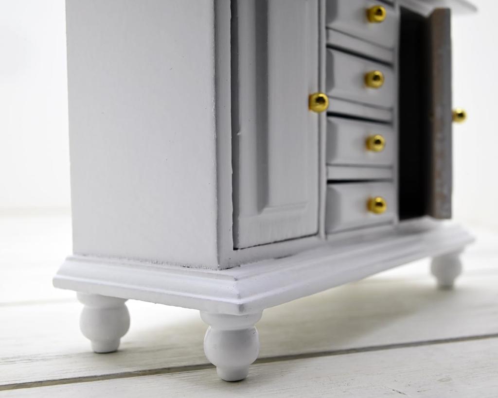 starPG Dollhouse Miniature Wooden Furniture Cabinet White Scale 1/12