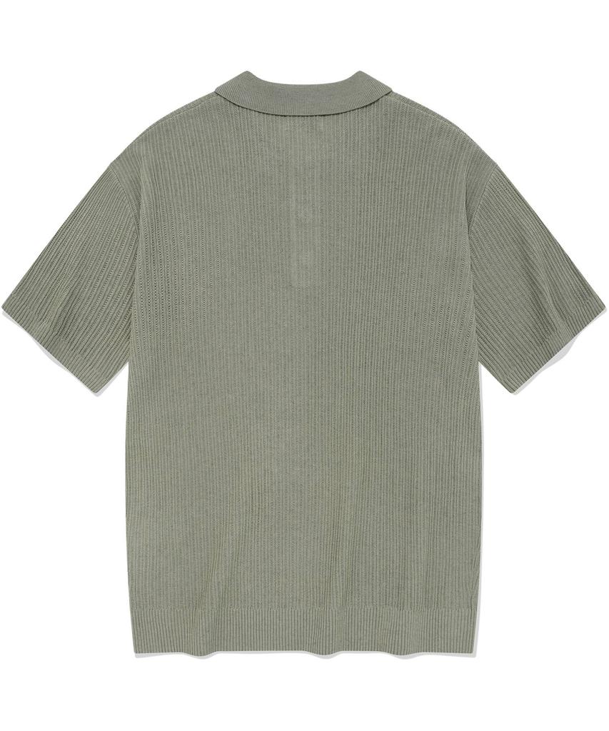 COVERNAT Crochet Collar Half Knit Khaki