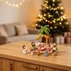 Christmas Cartoon Nativity Scene Miniature Figurines Set Resin Manger Scene Statues Ornaments for Home Decoration Collectible Gift