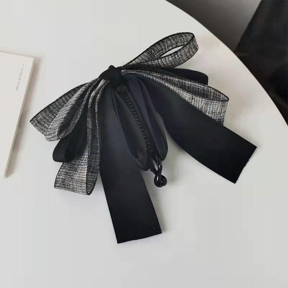 Korean Style Cloth Banana Clip Ponytail Holder Bowknot Hair Clip Elegant Bow Vertical Clip  Girls