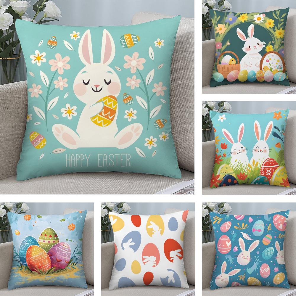 Easter Hot Cushion Cover Plush Fabric Soft DoubleSided Printed Sofa Warm Winter Home Child Gift Pillow Case