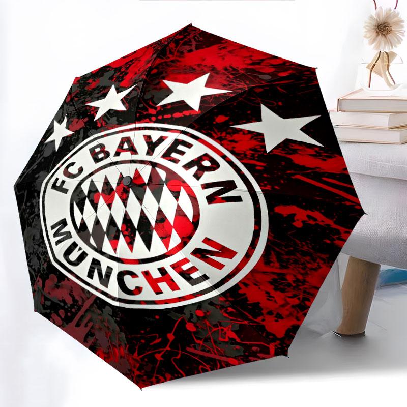 FC Bayern Munchen Pattern, Automatic Folding Umbrella, Portable and Foldable Design, 8 Ribs, a Christmas or Birthday Gift.