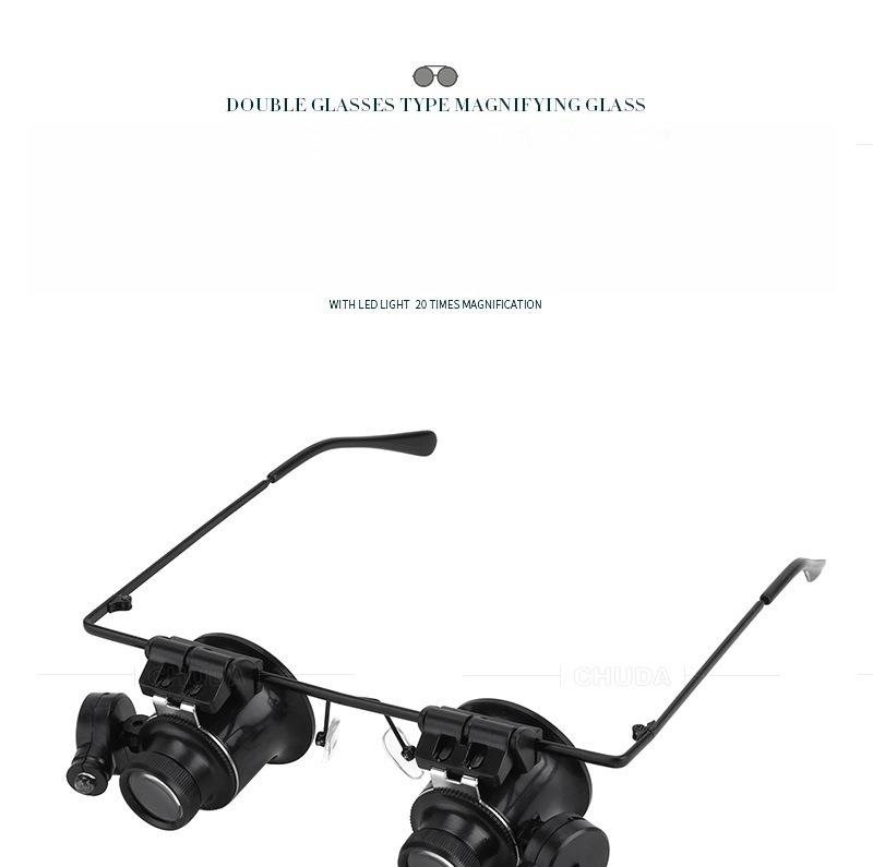 Professional 20X Magnifying Glasses - Dual Lens Jeweler Loupe with LED Lights for Watch Repai Jewelry Inspection & Craft Work