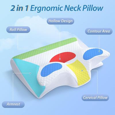 Memory Foam Cervical Pillow, 2 In 1 Ergonomic Contour Orthopedic Pillow for Neck Pain, Contoured Support Pillows,big Pillow