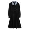 Plus Size French Velvet Campanula Two-Piece Autumn/Winter Dress - Waist-Cinched, Slimming Mid-Length.