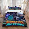 Monsters Aliens Bedding 3 Piece Set HD Print Duvet Cover Pillowcases for Teens Adult Bedroom Decoration Christmas Gift