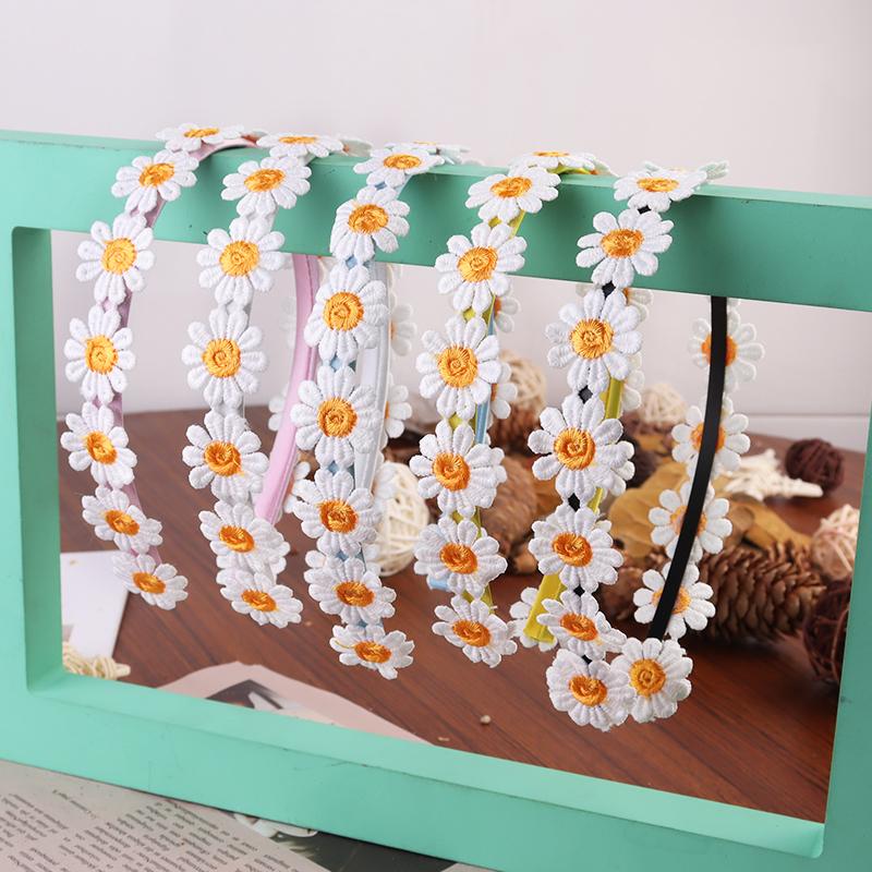 Boho Chic Daisy Girls Headbands Women Solid Embroidery Flower Hair Bands Kids Candy Chrysanthemum Headwear Hair Accessories