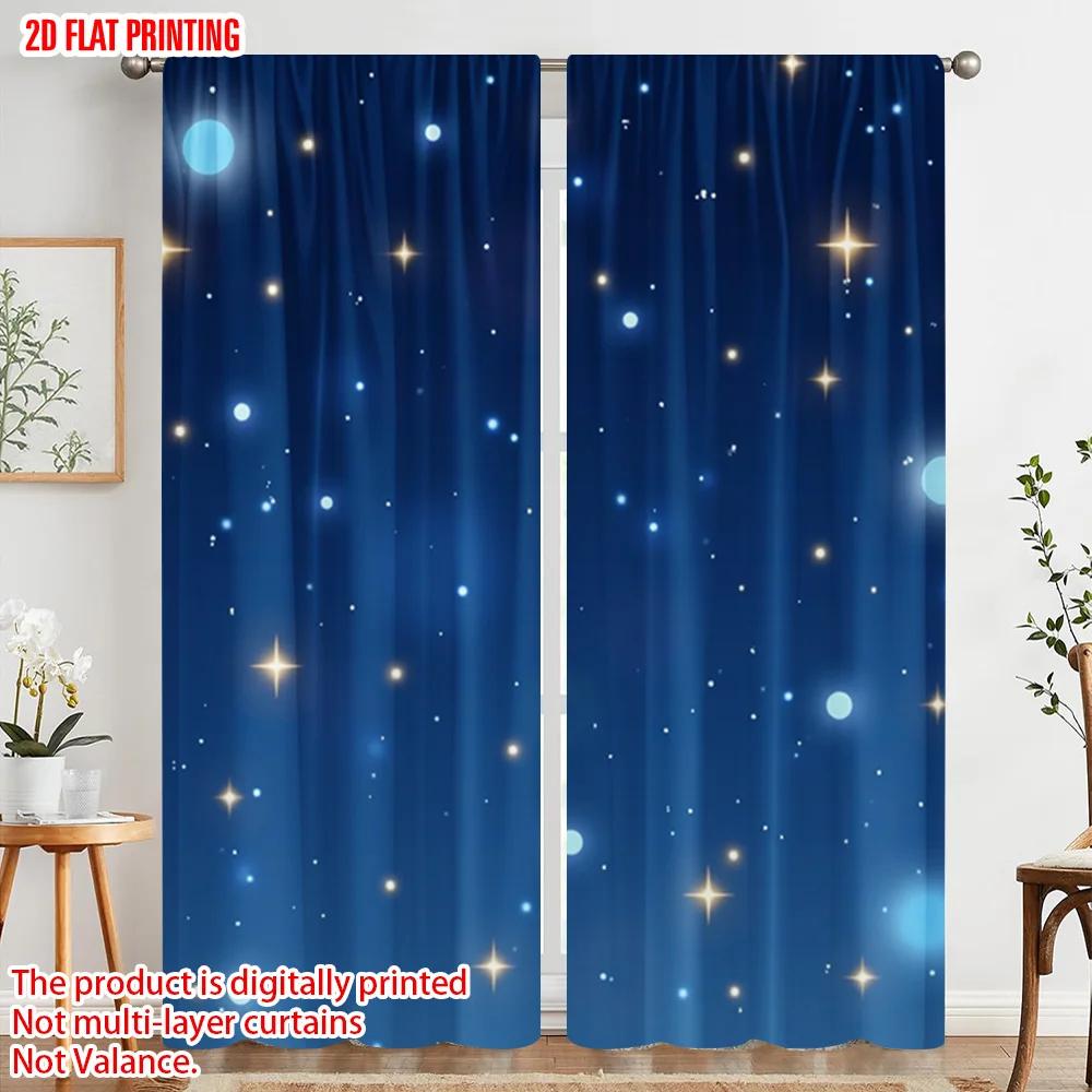 2pcs   plane printing Contemporary Curtains Printed Fashion Blue Star Versatile Durable Polyester (without rod) Festive Ldeal
