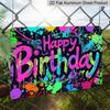 2D Flat, 1pc "Happy Birthday" Graffiti Style Plaque - Colorful Neon Birthday Decor Sign, Black & Multicolor - Aluminium Wall Hanging Decoration for