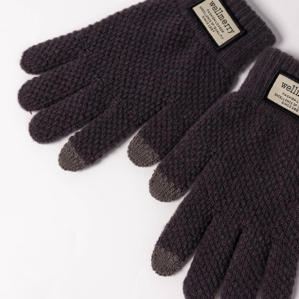 New Autumn and Winter Thickened Gloves Korean Style Cold-proof Cycling Touch Screen Warm Wool Knitted Gloves