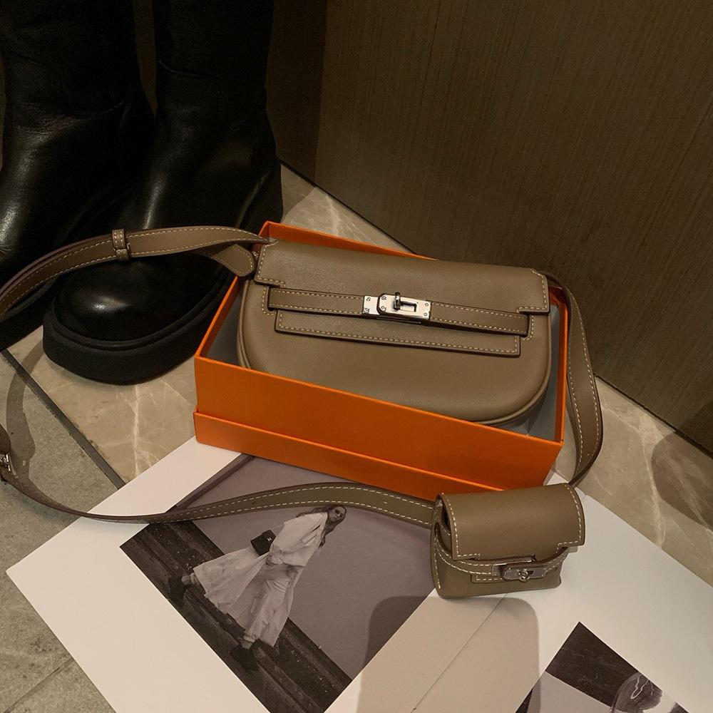 

Роскошная маленькая женская сумка через плечо из натуральной кожи первого слоя коровьей кожи, сумки кроссбоди с кошельком для монет, брендовый стиль, сумка-седло без логотипа хаки