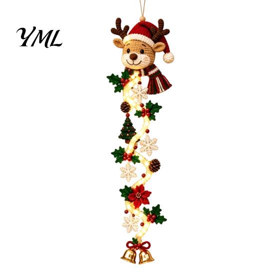 Ornamenti Artigianali all'Uncinetto Personalizzati, Appendiporta di Natale Luminoso, Spirale all'Uncinetto con Luci LED, Pupazzo di Neve Babbo Natale Renna Decorazione Festiva per Ingresso Angelo