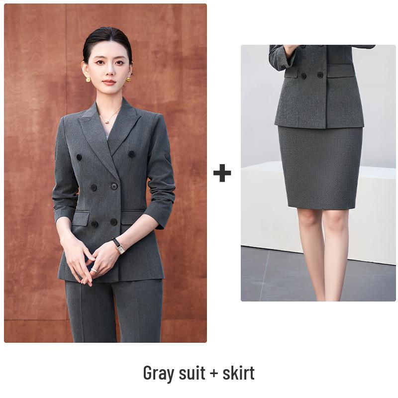 Women's High-End Double-Breasted Suit Set: New Spring/Autumn Style, Perfect for Professional and Formal Look
