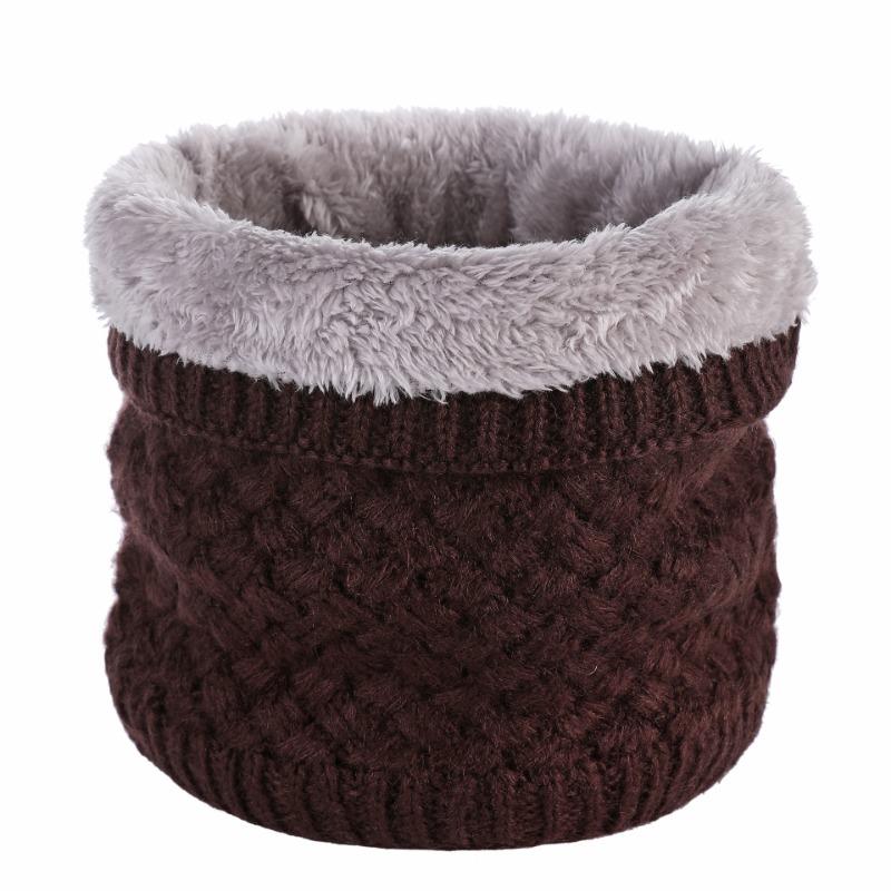 Winter Solid Color Velvet Neck Cover Female Cycling Knitted Wool Cover Neck Thickened Scarf Warm Scarf Autumn and Winter Windproof