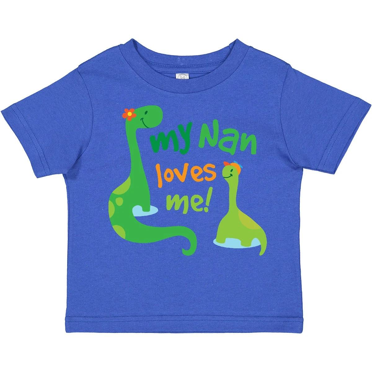 Inktastic My Nan Loves Me Grandson Dinosaur Toddler T-Shirt Nanny Nana Dino Kid 100